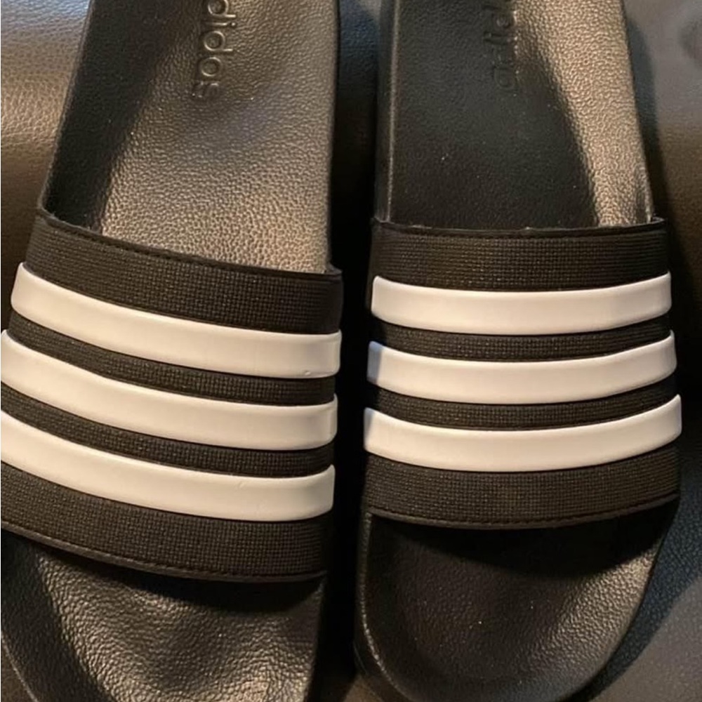 Adidas Black and White Slide Sandals